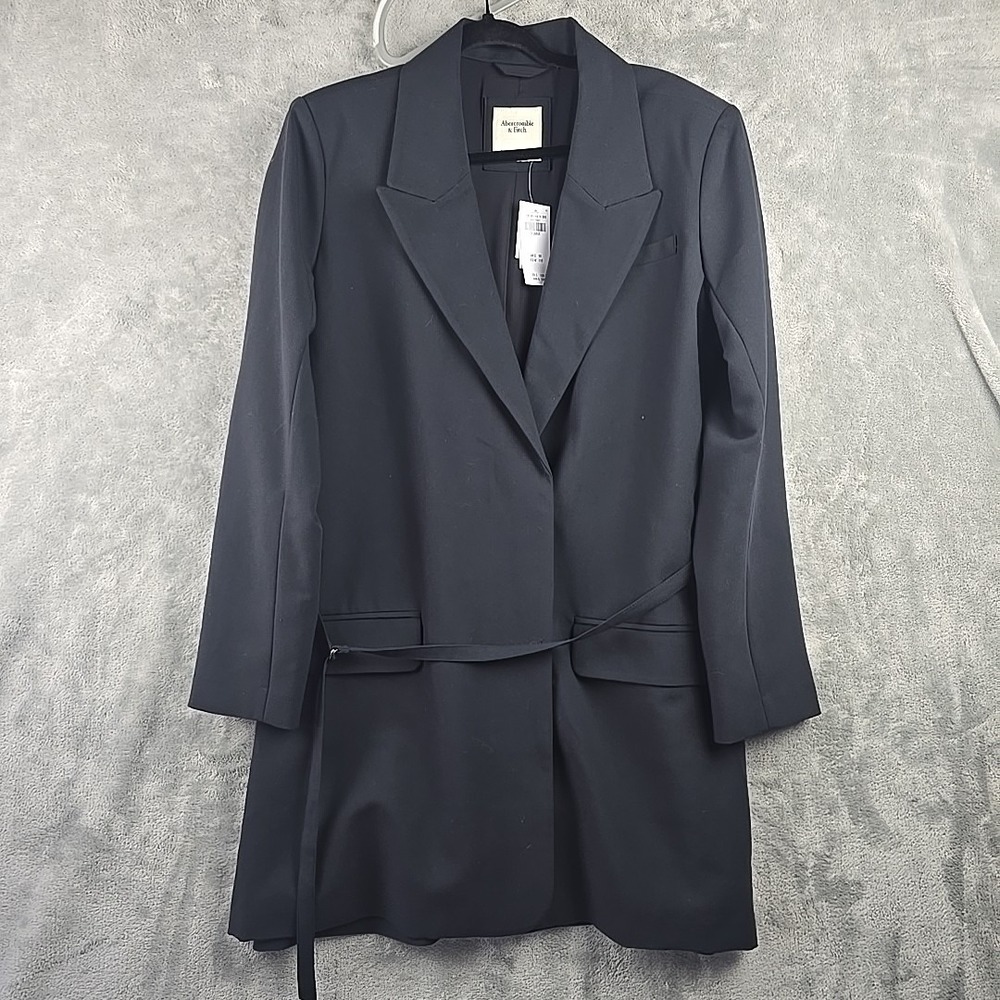 Abercrombie & Fitch Blazer Womens Size XL Black Button Belted Business Work